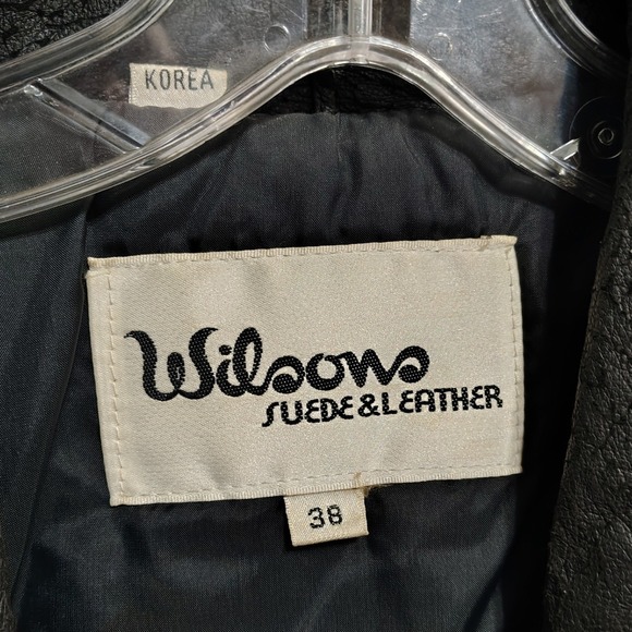 Vintage Wilsons Suede Leather 80's Glam Womens Jacket Textured Black Size 38 - Picture 5 of 16